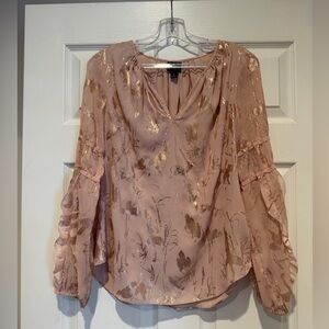 Worthington Rose Blush Metallic Floral Blouse